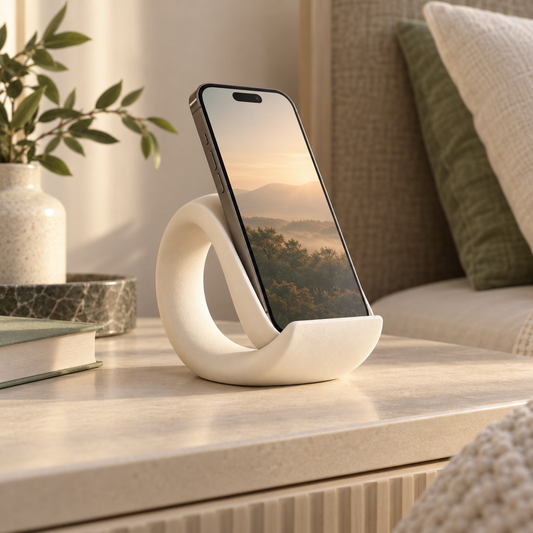 Loop Phone Cradle — AI-generated design illustration; phone and props not included